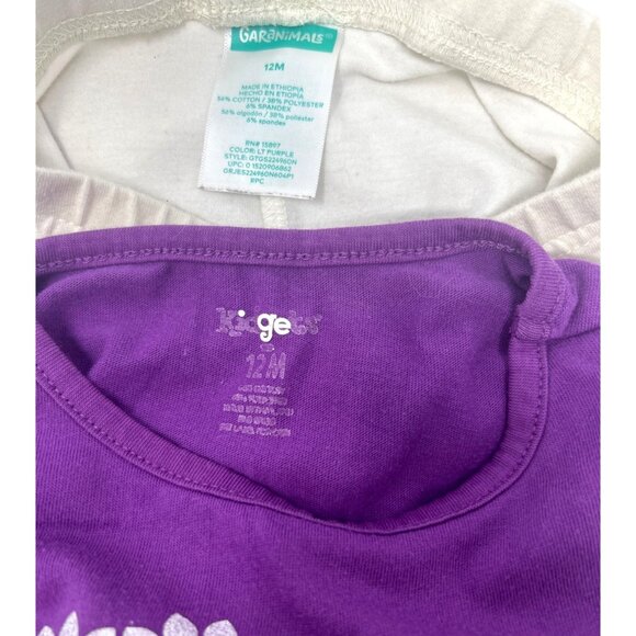 Garanimals & Wings 12M Baby Outfits Purple Love Top W/ Ombre Leggings & Crab Tee - Picture 7 of 7